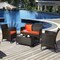 Costway 4PCS Rattan Patio Furniture Set Cushioned Sofa Chair Coffee Table